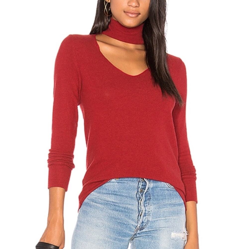 LNA Merlot Brushed Detached Turtleneck Top Sz S